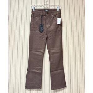 PAIGE Claudine Bronze Shimmer Luxe Coating Ankle Flare Jeans Size 26